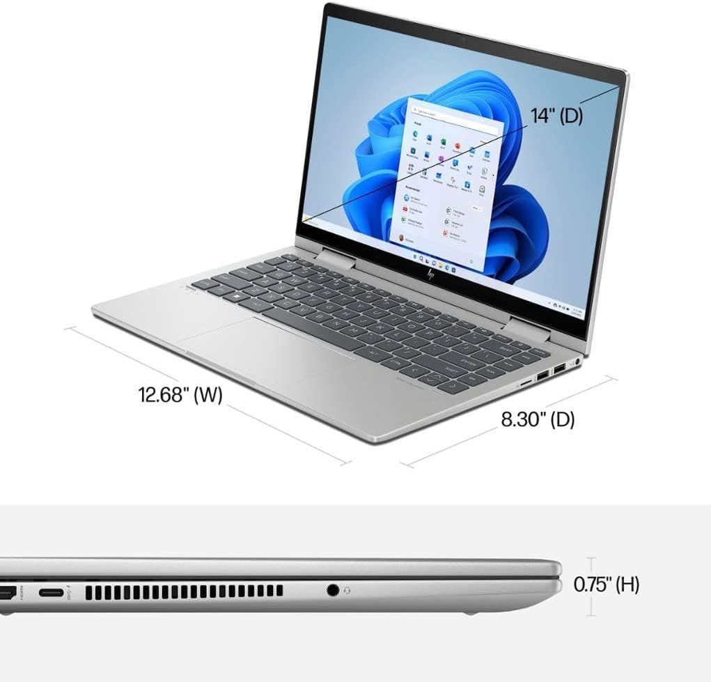 HP Envy X360 14-ES0 033DX 2-in-1 Laptop, 14'' FHD IPS Touch Display, Intel Core i7-1355U, 16GB RAM, 1TB SSD, Intel Iris Xe Graphics, Win 11 Home, Finger Print Reader, English & Arabic Keyboard , Silver | 7H9Y1UA#ABA HP Envy X360 14-ES0 033DX 2-in-1 Laptop, 14'' FHD IPS Touch Display, Intel Core i7-1355U, 16GB RAM, 1TB SSD, Intel Iris Xe Graphics, Win 11 Home, Finger Print Reader, English & Arabic Keyboard , Silver | 7H9Y1UA#ABA